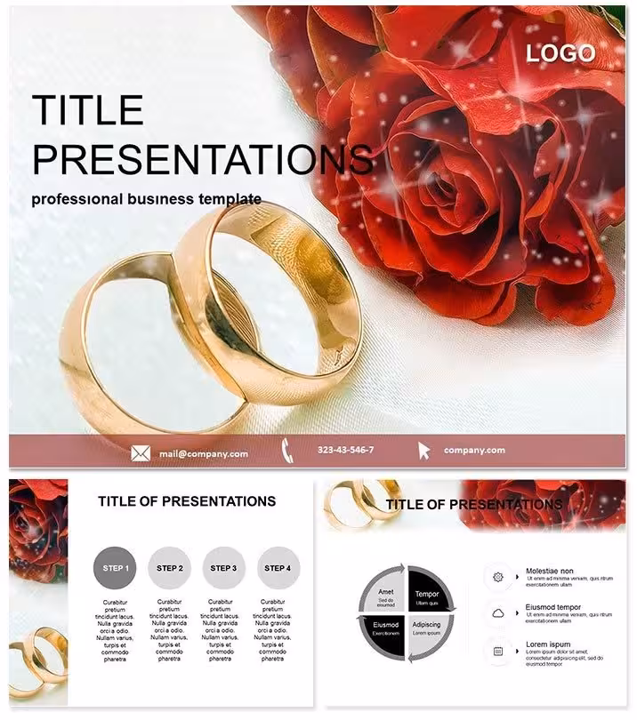 Wedding Ring and Rose Keynote Template: Blooming Love Visuals
