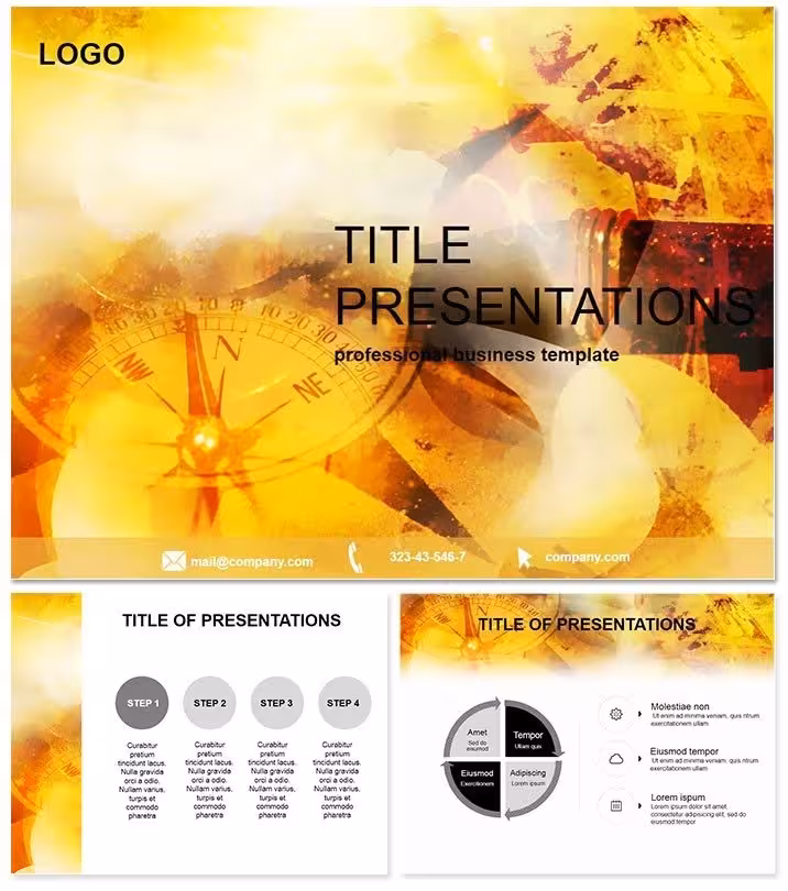 Directional Compass Keynote Template on Yellow