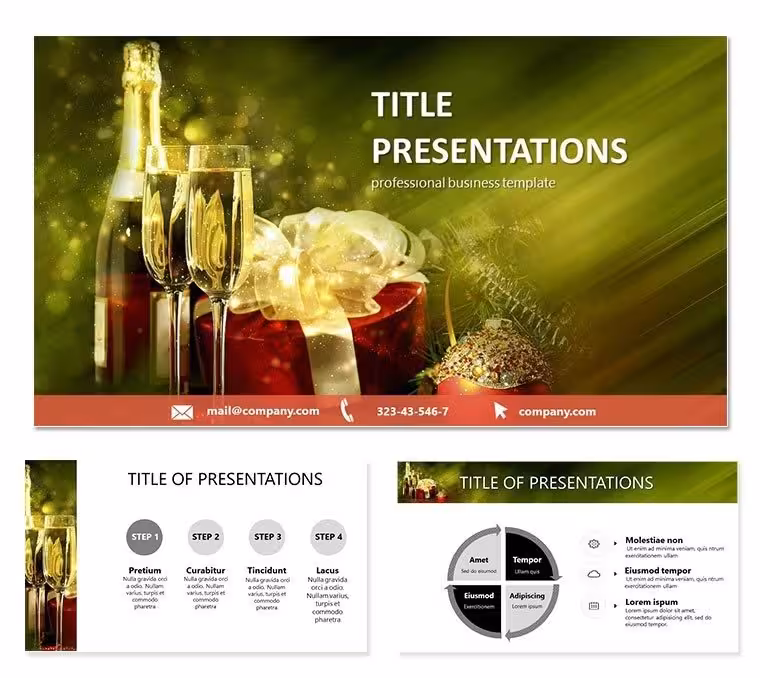 Celebrate New Year Champagne Keynote Presentation Template