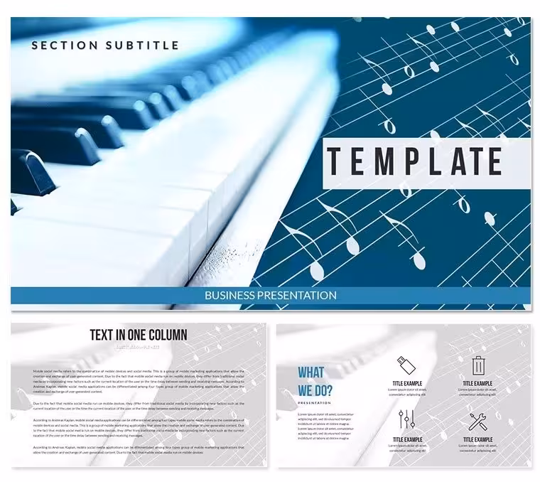 Pianoforte and Sheet Music Keynote Template - Download Presentation