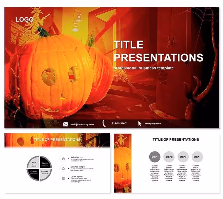 Spooky Halloween House Doors PowerPoint Template