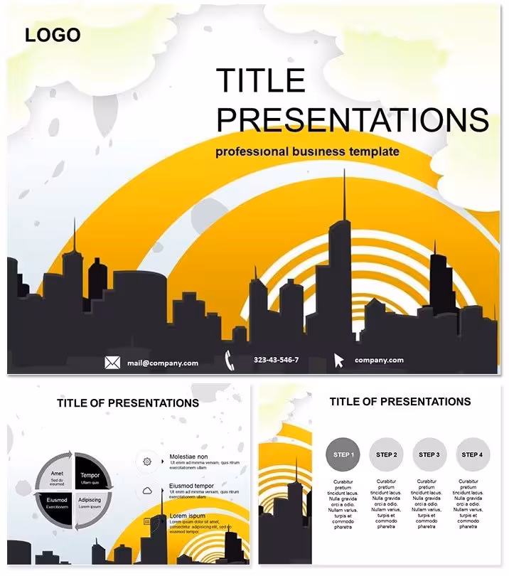 City Sunset PowerPoint Template Design