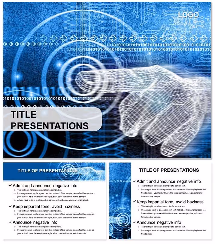 Simulated Hand PowerPoint Template: Virtual World