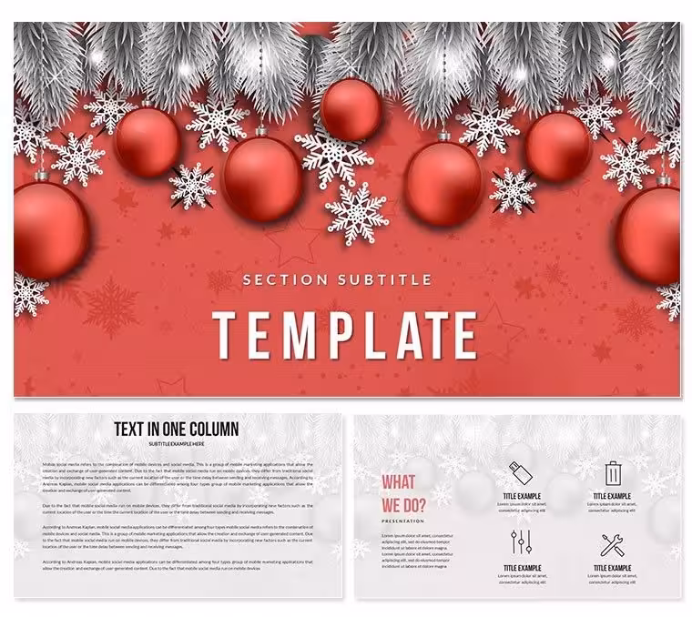 Snowflakes and Toys on Christmas Trees Keynote Template Presentation