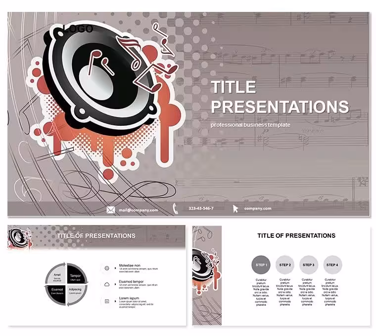 Rhythmic Music Notes Column PowerPoint Slides