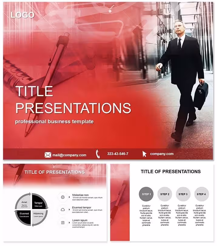 Manager with Diplomat PowerPoint Template: Command Boardroom Attention
