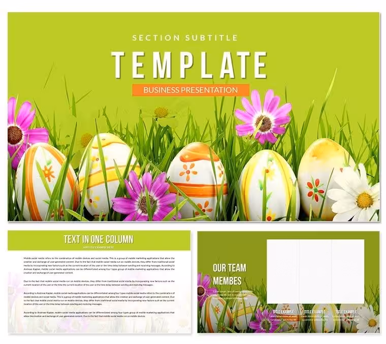 Easter Eggs Keynote Template, Background for presentation