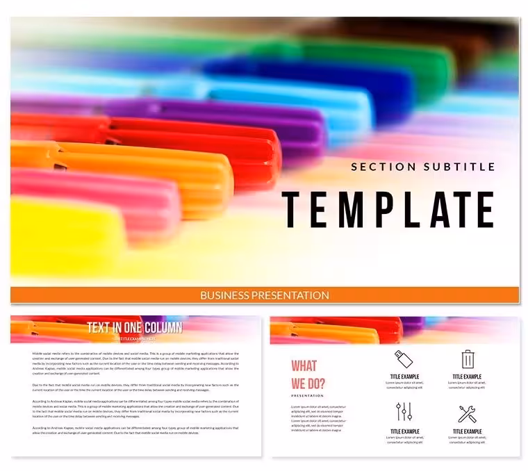 Multicolored Markers Keynote Template | Download | Presentation Designs