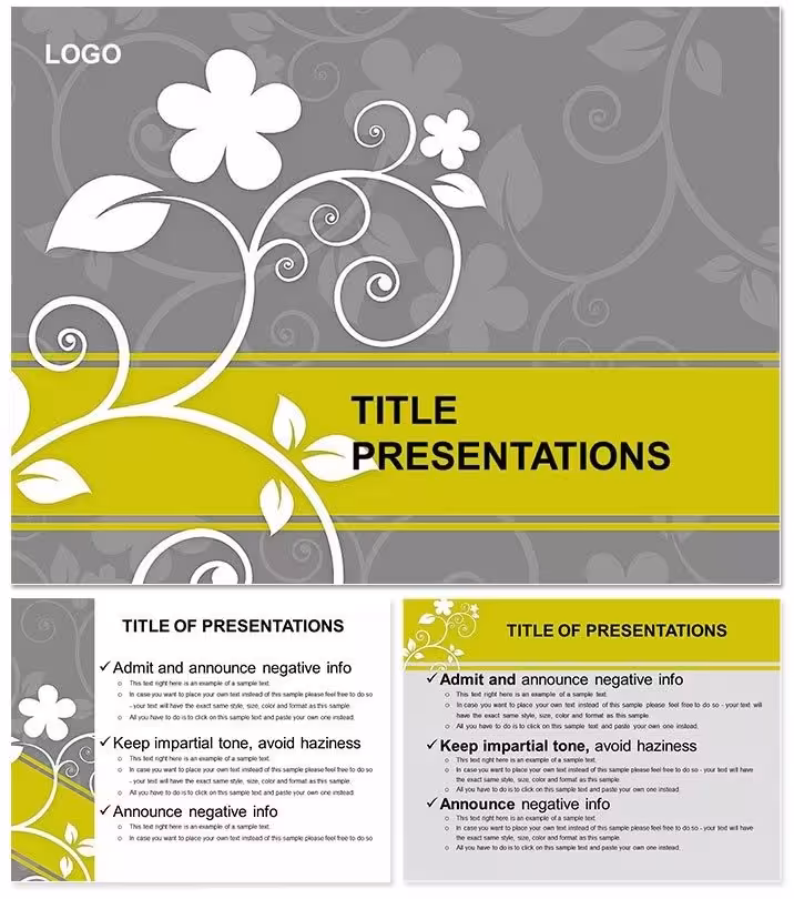 Gray Flower Vector Keynote Template Essentials
