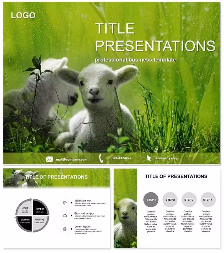 Lamb on Pasture PowerPoint Template