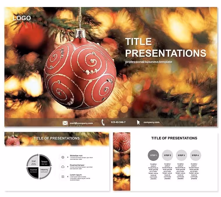 Festive Christmas Ball and Tree PowerPoint Template