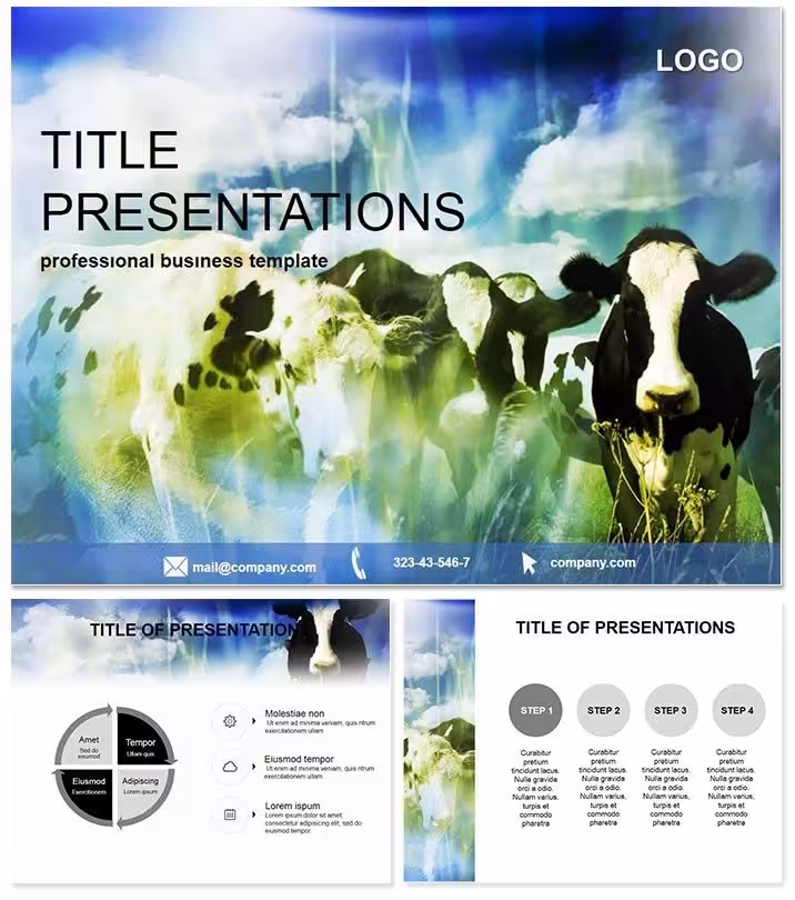 Vibrant Cows and Farm PowerPoint Template