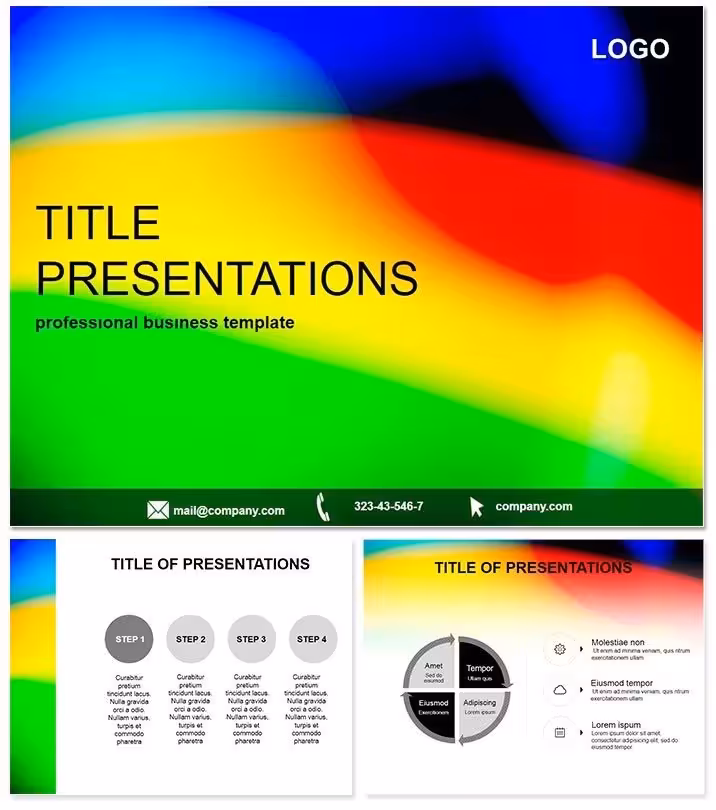 Abstract Three Colors Rainbow Keynote Template: Color Your Canvas