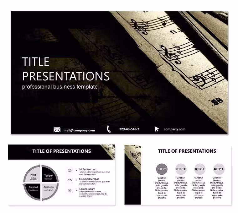 Music Notes and Records PowerPoint Template