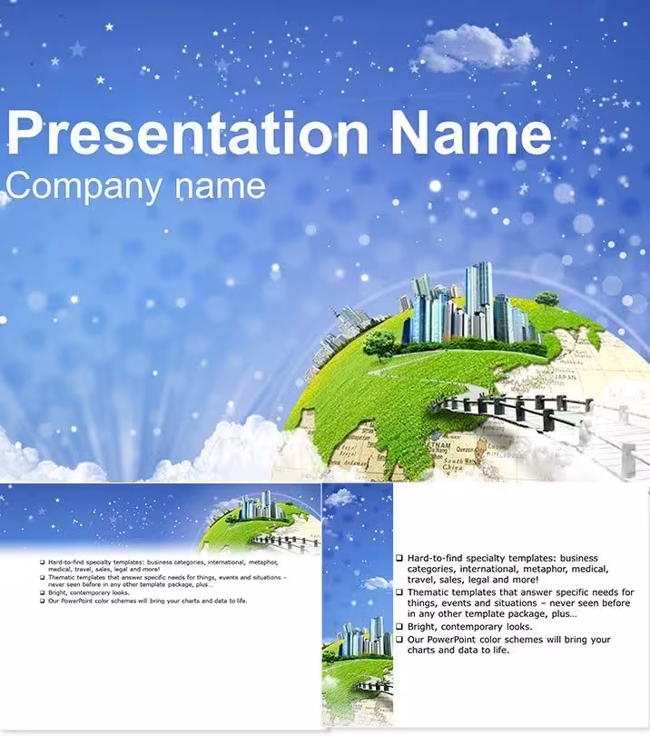 Green World and City PowerPoint Template