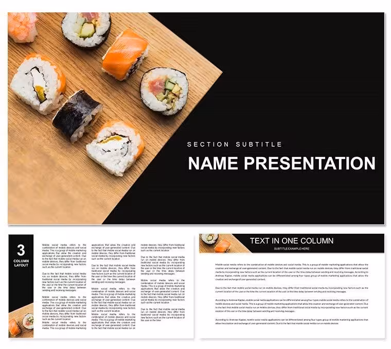 Sushi Rolls Restaurant Menus Keynote template