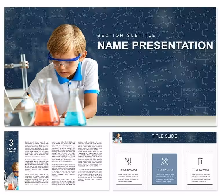 Chemistry Lessons: Student, Chemical Products Keynote Template Presentation