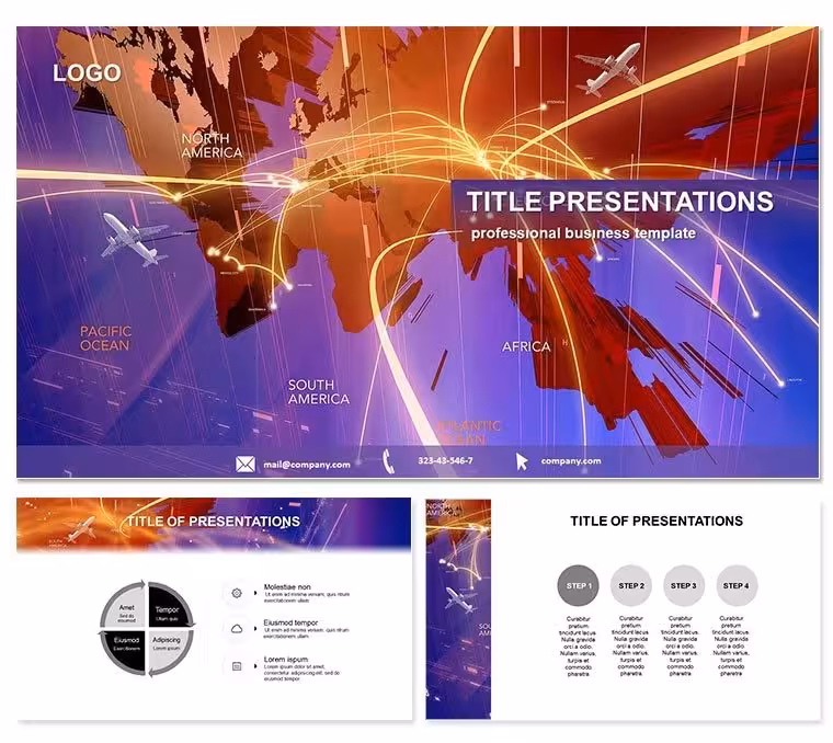 3D Map of Flights PowerPoint Template