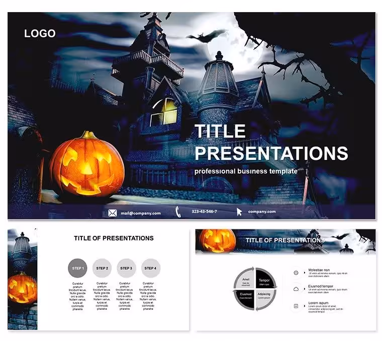 Erect Eerie Edifices with House for Halloween Keynote Template