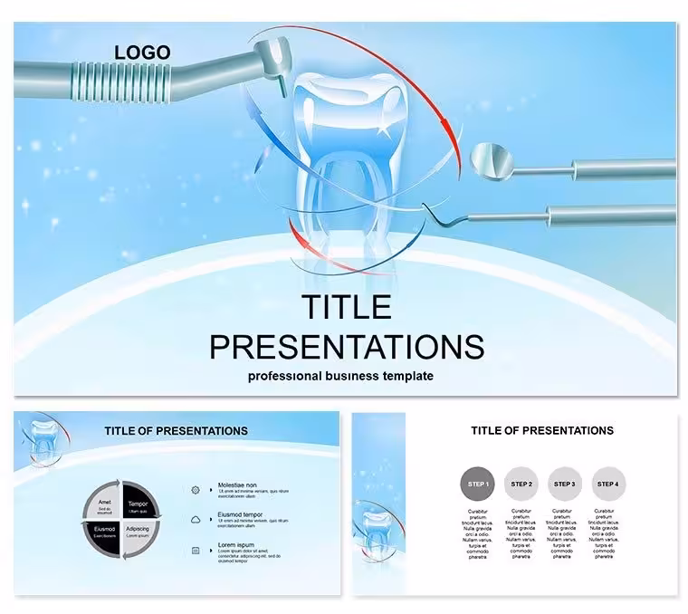 Dental Clinic Tools and Tooth PowerPoint Template