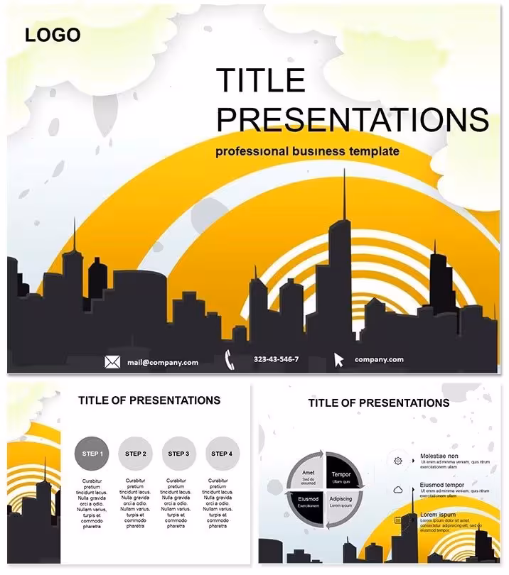 Sunset Cityscape Keynote Template Voyage