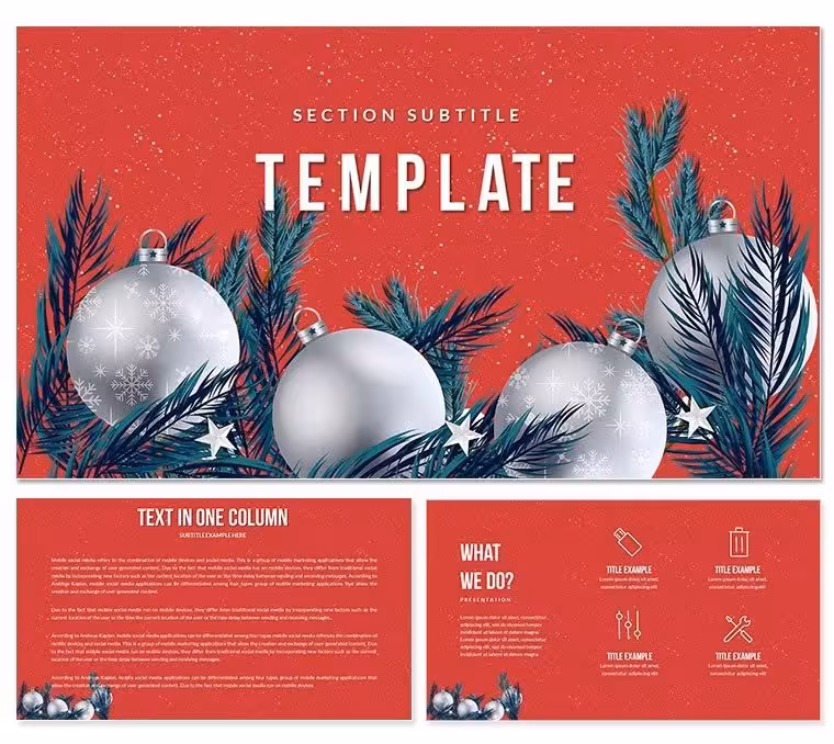 New Year Decor: Snowflakes, Christmas Trees Keynote Template
