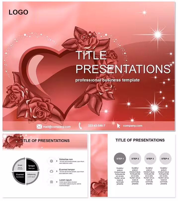 Enchanting Roses Heart PowerPoint Template