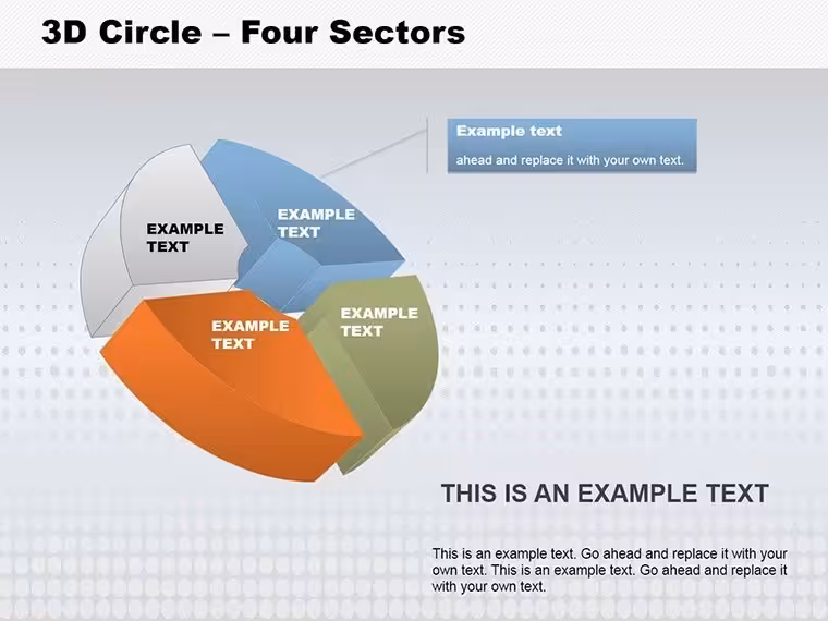 3D Circle Four Sectors Keynote Charts: Depth in Every Division