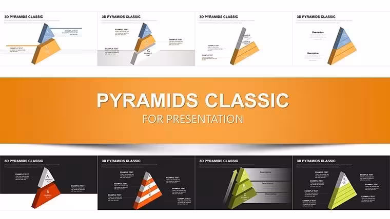 3D Pyramids Keynote Charts: Elevate Management Presentations with Dynamic Infographics