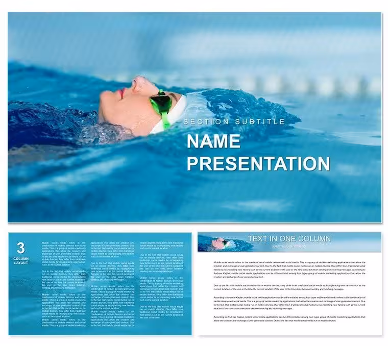 Swimming Sport Keynote Template for Athletes - Fully Editable | Instant Download | ImagineLayout