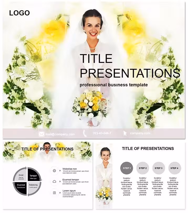 Wedding Dress and Bouquet PowerPoint Template