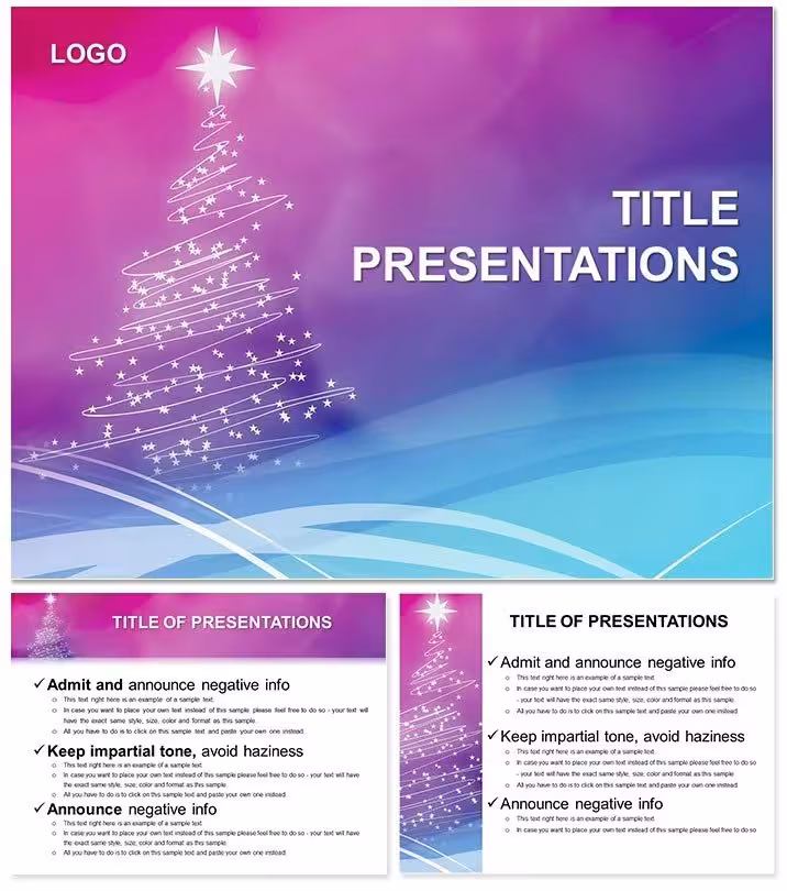 Neon Christmas Tree PowerPoint Template: Glow Up Holidays