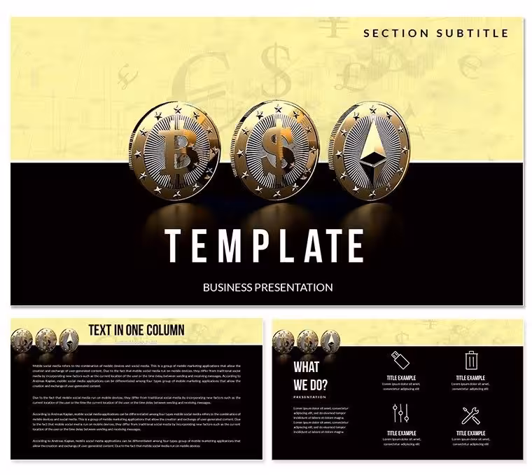 Cryptocurrenc Bitcoin, Ethereum, Litecoin Keynote templates