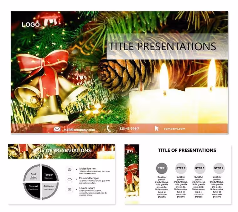 Christmas Bells & Candles PowerPoint Template: Kindling Yuletide Glow