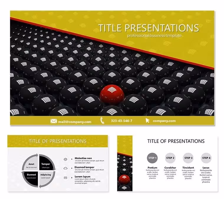 Red Ball Among Dark PowerPoint Template