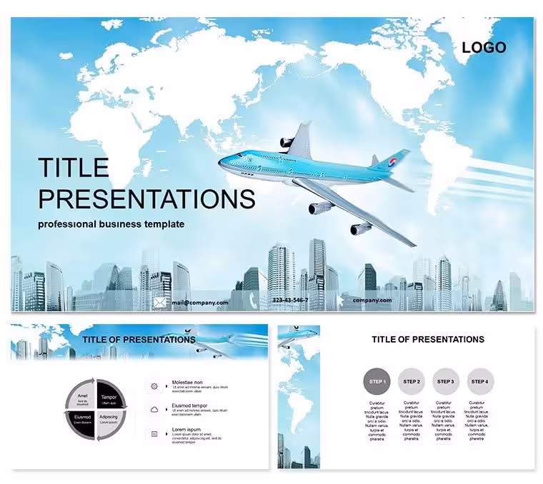 International Flights PowerPoint Template: Charting Global Success