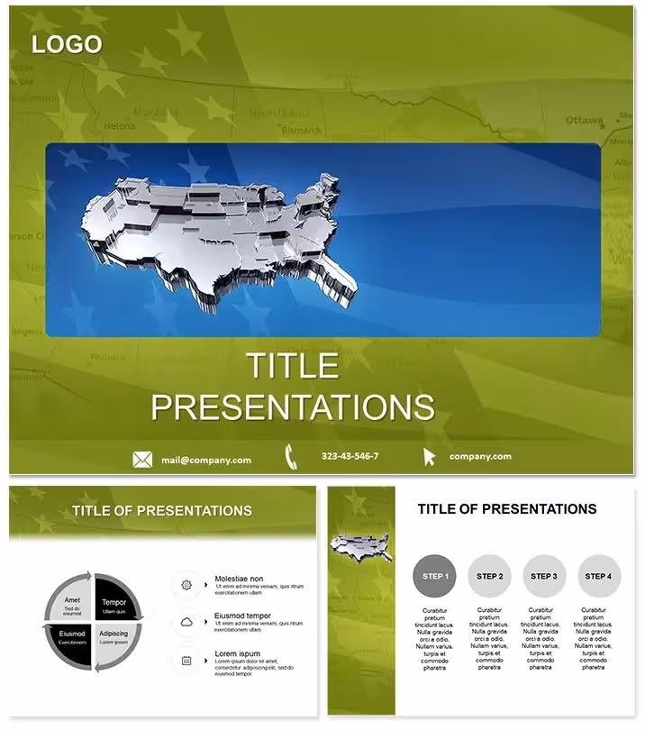 3D USA Map Flag PowerPoint Template: Dimension Your Discourse