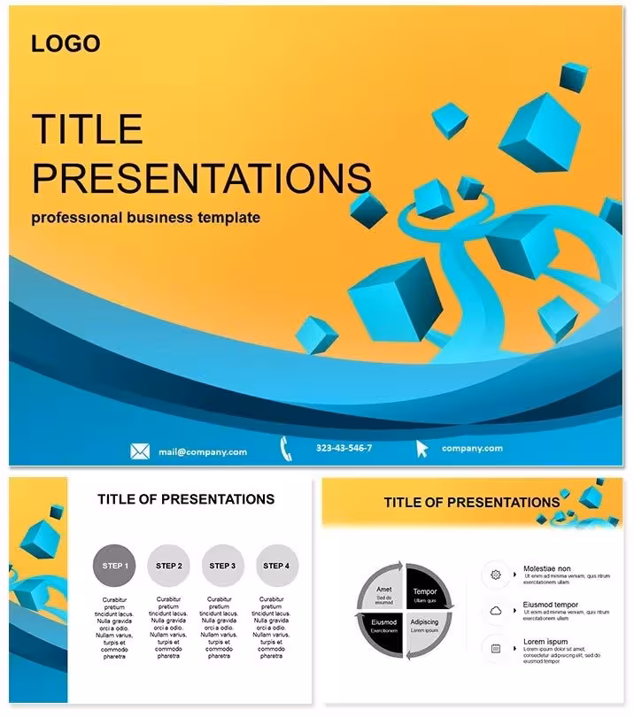 Modern Blue Cubes Keynote Theme Collection