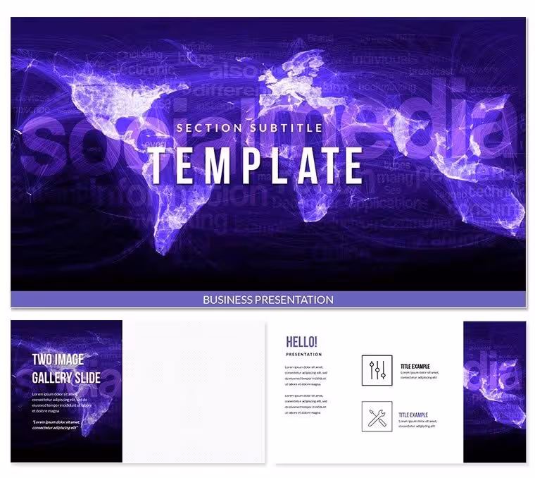 Social Media Map Keynote Template for Presentation