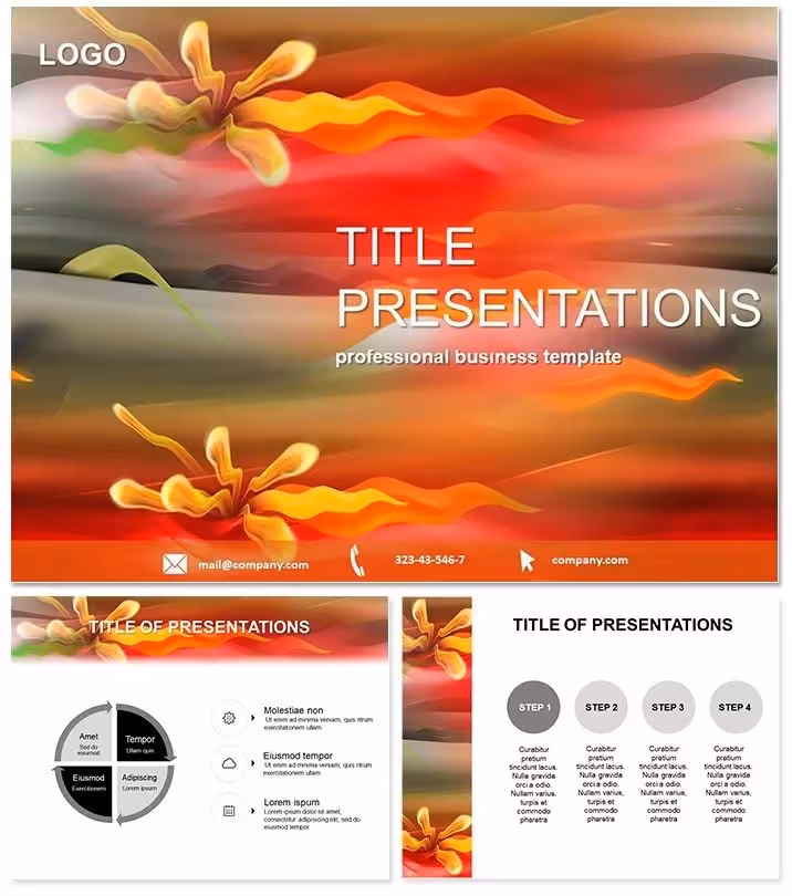 Abstract Flowers PowerPoint Template: Wave of Artistic Excellence