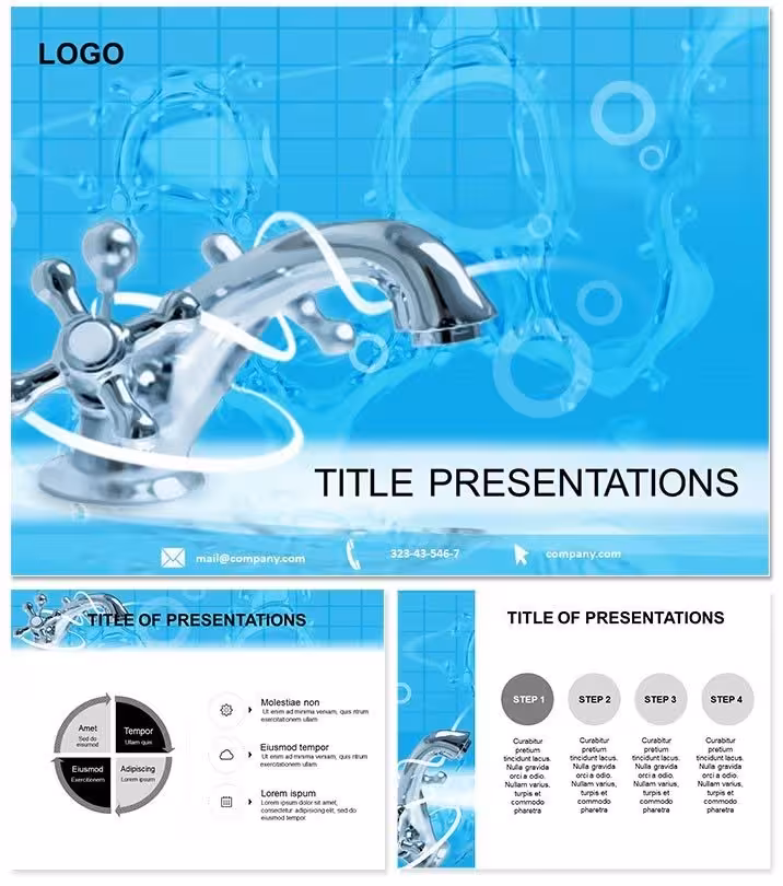 Water Faucet PowerPoint Template: Channel Ideas with Fluid Precision