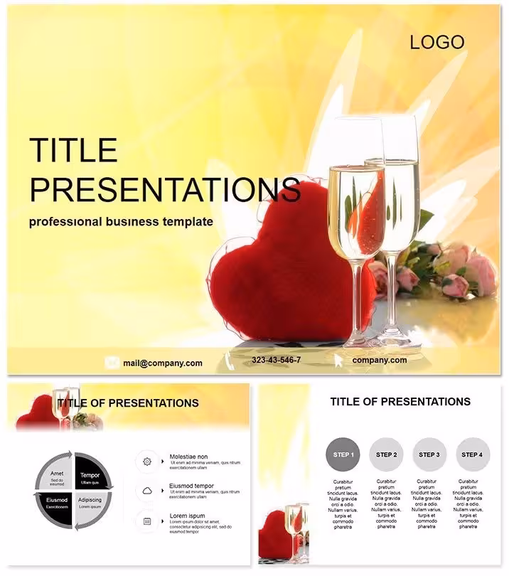 Elegant Stemware Valentine`s PowerPoint Template