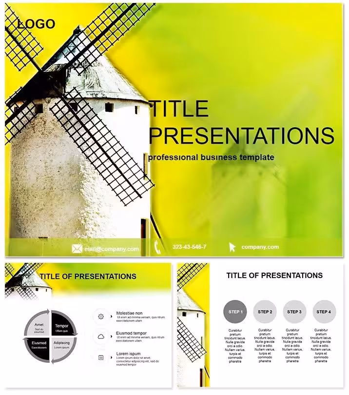 Windmills of Spain PowerPoint Template: Spin Tales of Heritage