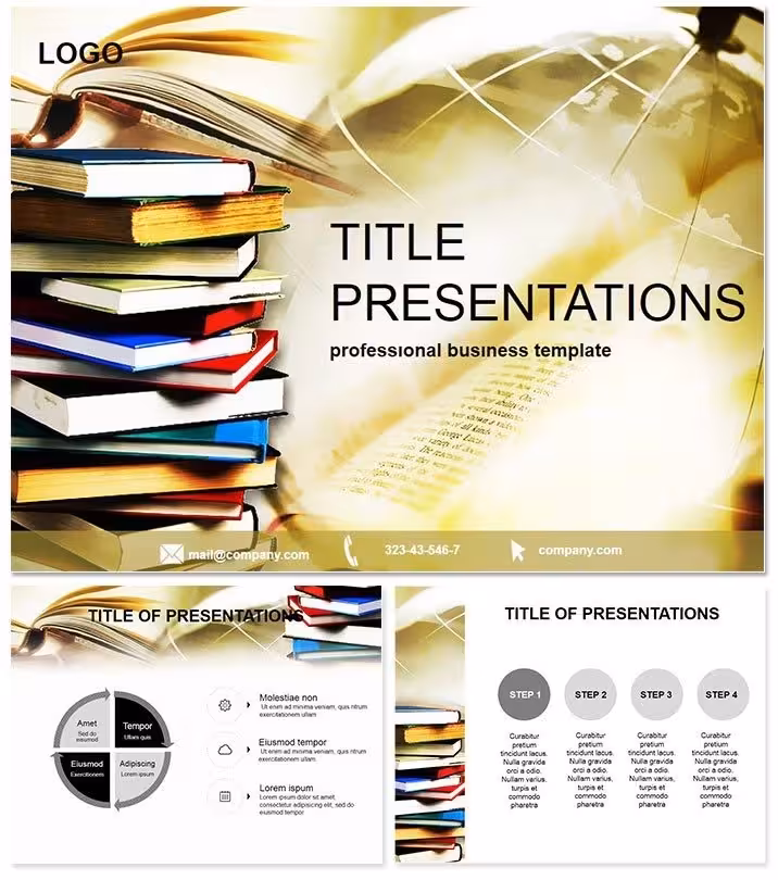 Textbooks Knowledge PowerPoint Template