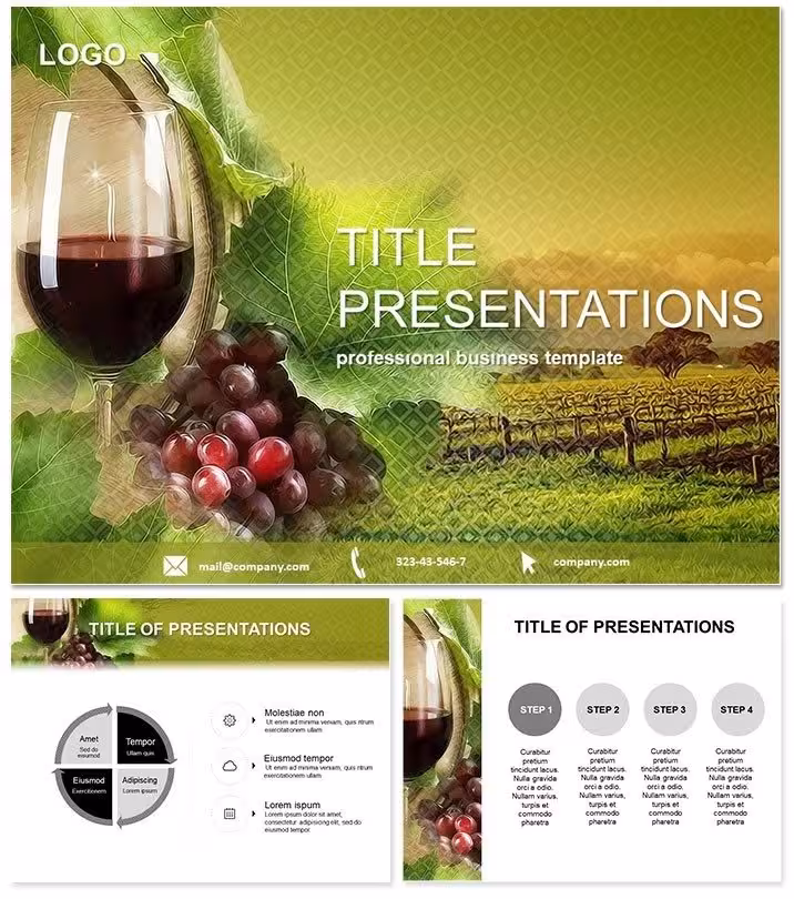 Glass of Wine Winemaking PowerPoint Template: Vintage Your Vision