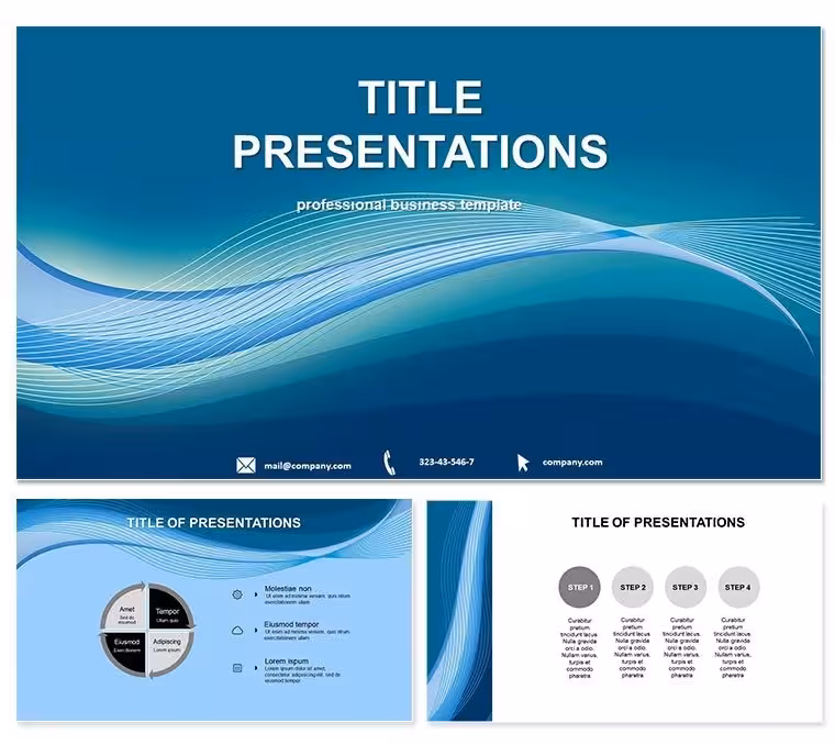 Blue Wavy PowerPoint Template for Versatile Designs