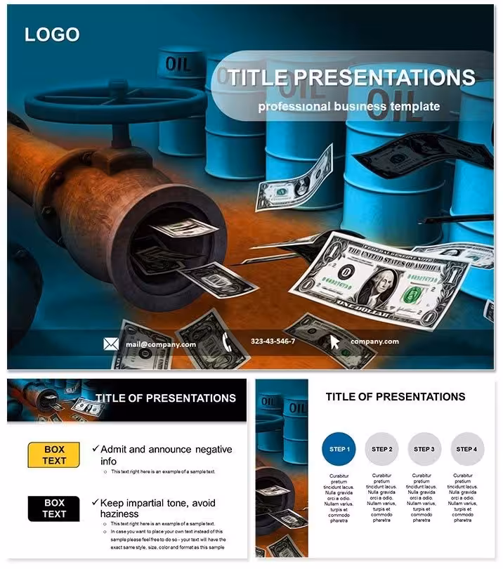 Money and Oil PowerPoint Template: Fueling Fiscal Narratives