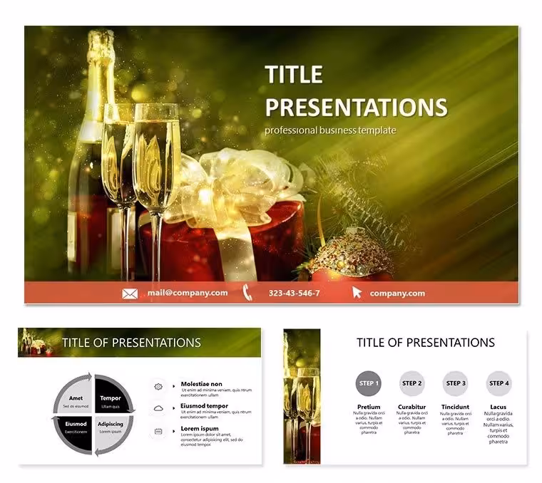 Champagne for the new year PowerPoint templates