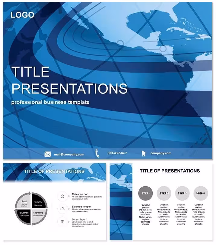 Continent Flow PowerPoint Template Maps