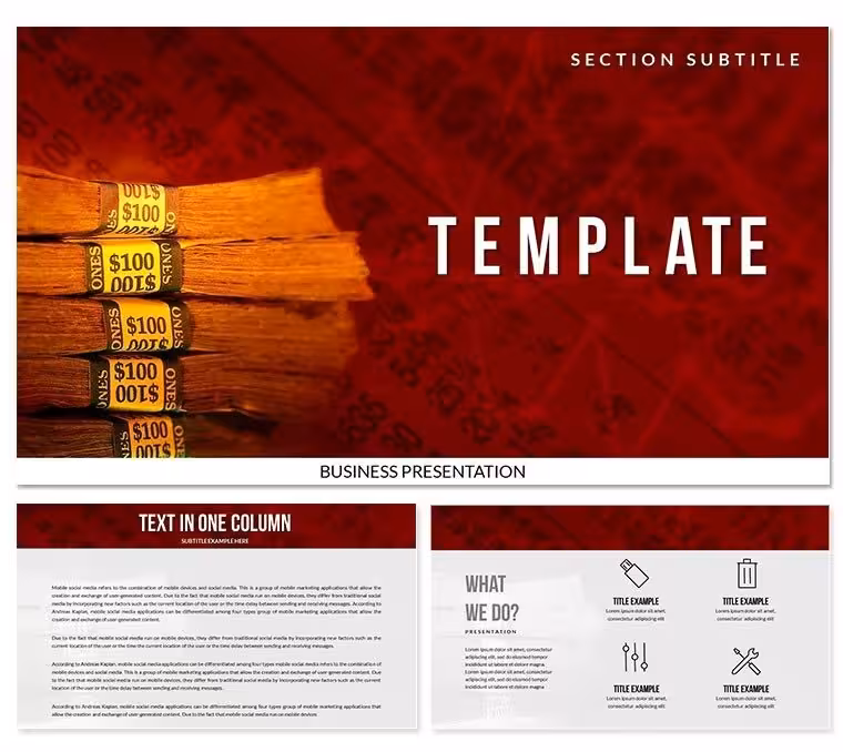 Bundle of Banknotes background and template for Keynote presentation